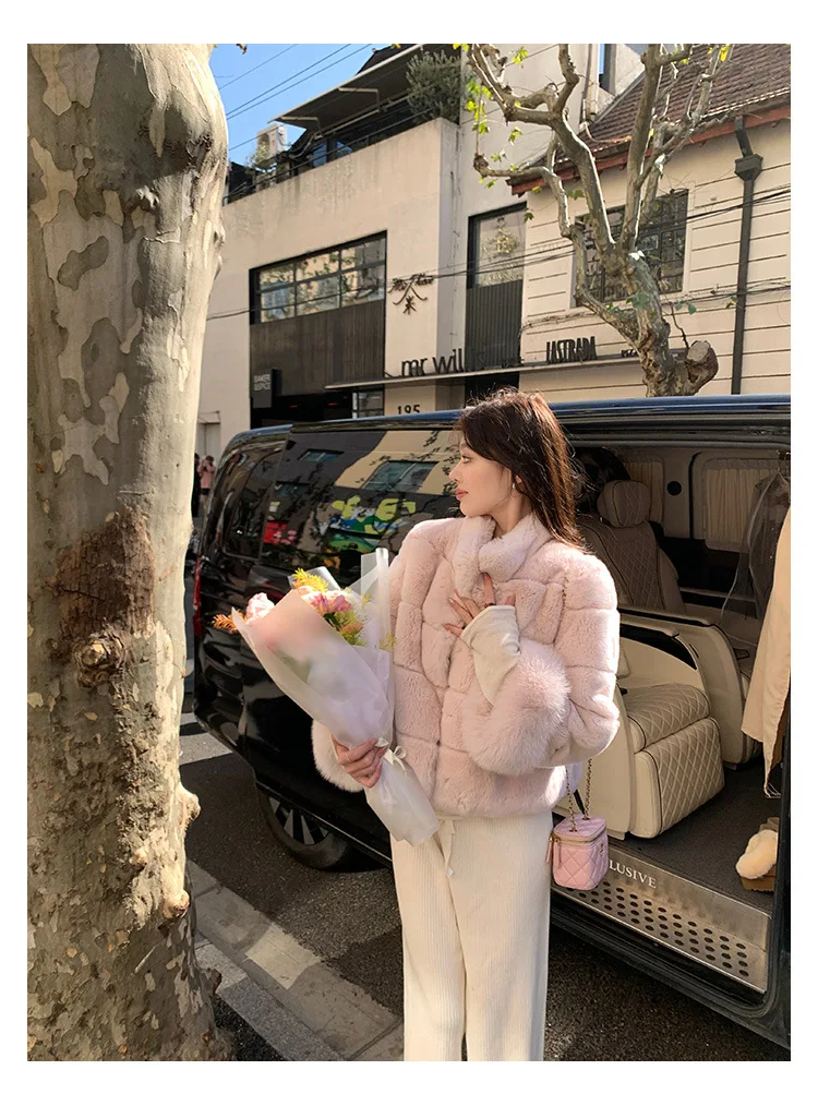 Women Faux Fur Coats Jackets Stand Collar Short Coat Thick Warm Y2k Streetwear Jacket Elegant Work Outerwear Autumn Winter
