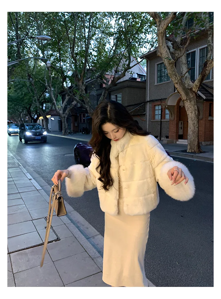 Women Faux Fur Coats Jackets Stand Collar Short Coat Thick Warm Y2k Streetwear Jacket Elegant Work Outerwear Autumn Winter