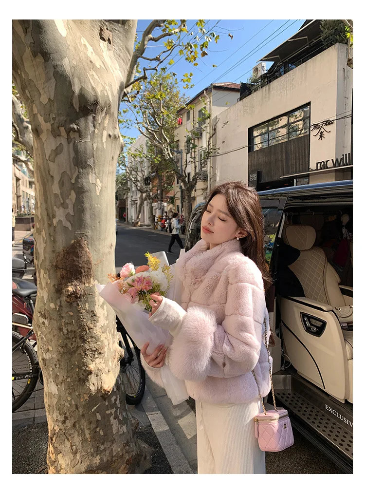 Women Faux Fur Coats Jackets Stand Collar Short Coat Thick Warm Y2k Streetwear Jacket Elegant Work Outerwear Autumn Winter