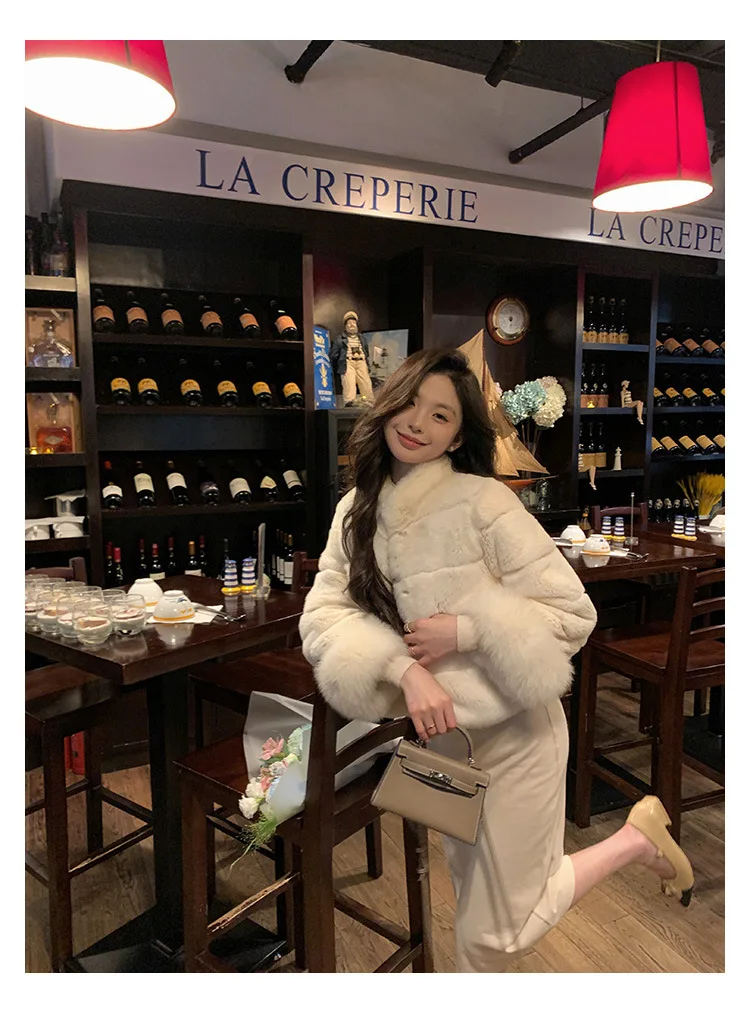 Women Faux Fur Coats Jackets Stand Collar Short Coat Thick Warm Y2k Streetwear Jacket Elegant Work Outerwear Autumn Winter