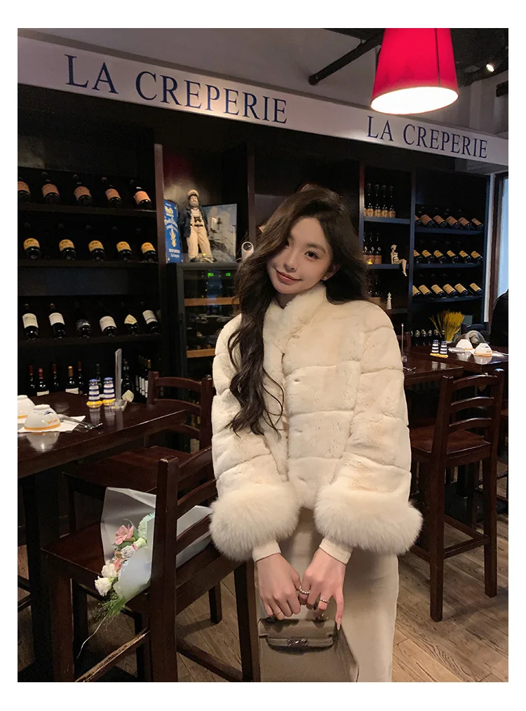 Women Faux Fur Coats Jackets Stand Collar Short Coat Thick Warm Y2k Streetwear Jacket Elegant Work Outerwear Autumn Winter