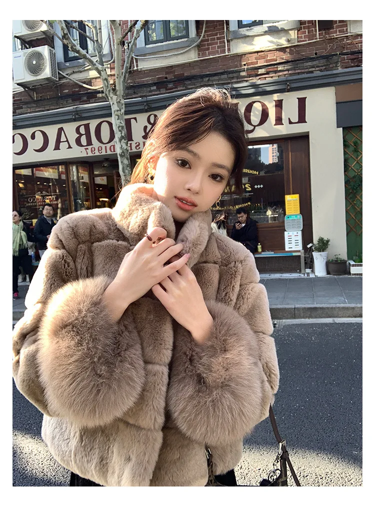 Women Faux Fur Coats Jackets Stand Collar Short Coat Thick Warm Y2k Streetwear Jacket Elegant Work Outerwear Autumn Winter