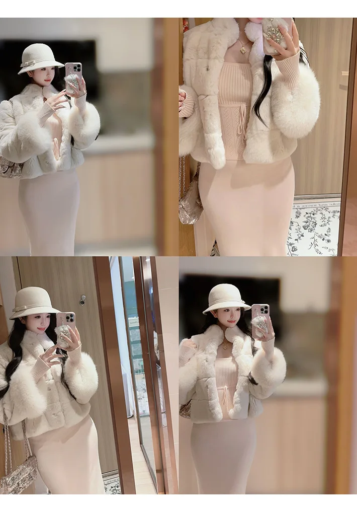 Women Faux Fur Coats Jackets Stand Collar Short Coat Thick Warm Y2k Streetwear Jacket Elegant Work Outerwear Autumn Winter