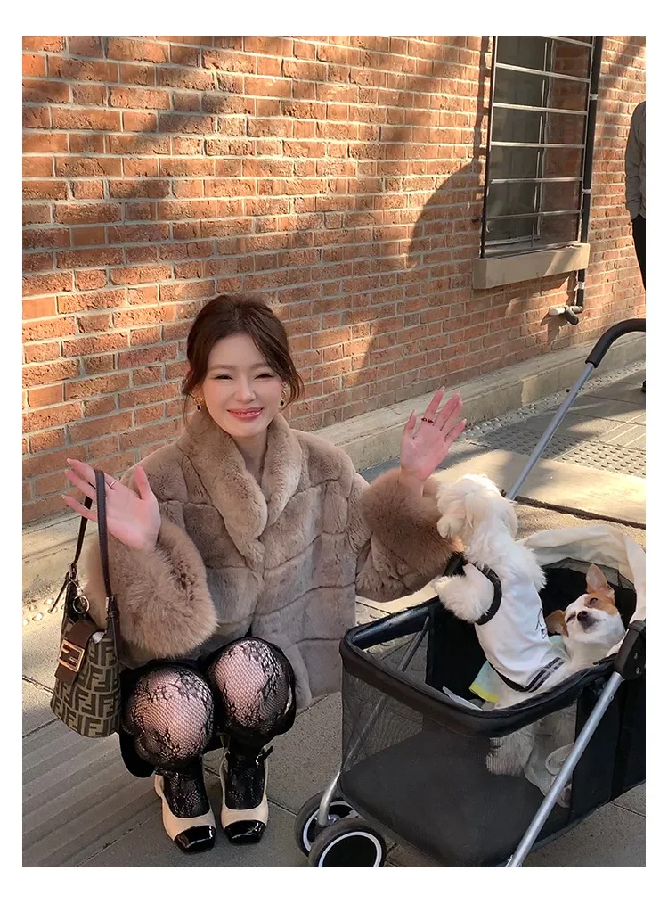 Women Faux Fur Coats Jackets Stand Collar Short Coat Thick Warm Y2k Streetwear Jacket Elegant Work Outerwear Autumn Winter