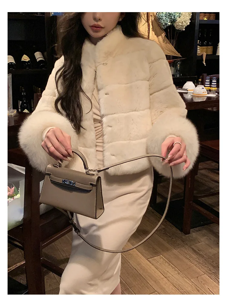 Women Faux Fur Coats Jackets Stand Collar Short Coat Thick Warm Y2k Streetwear Jacket Elegant Work Outerwear Autumn Winter