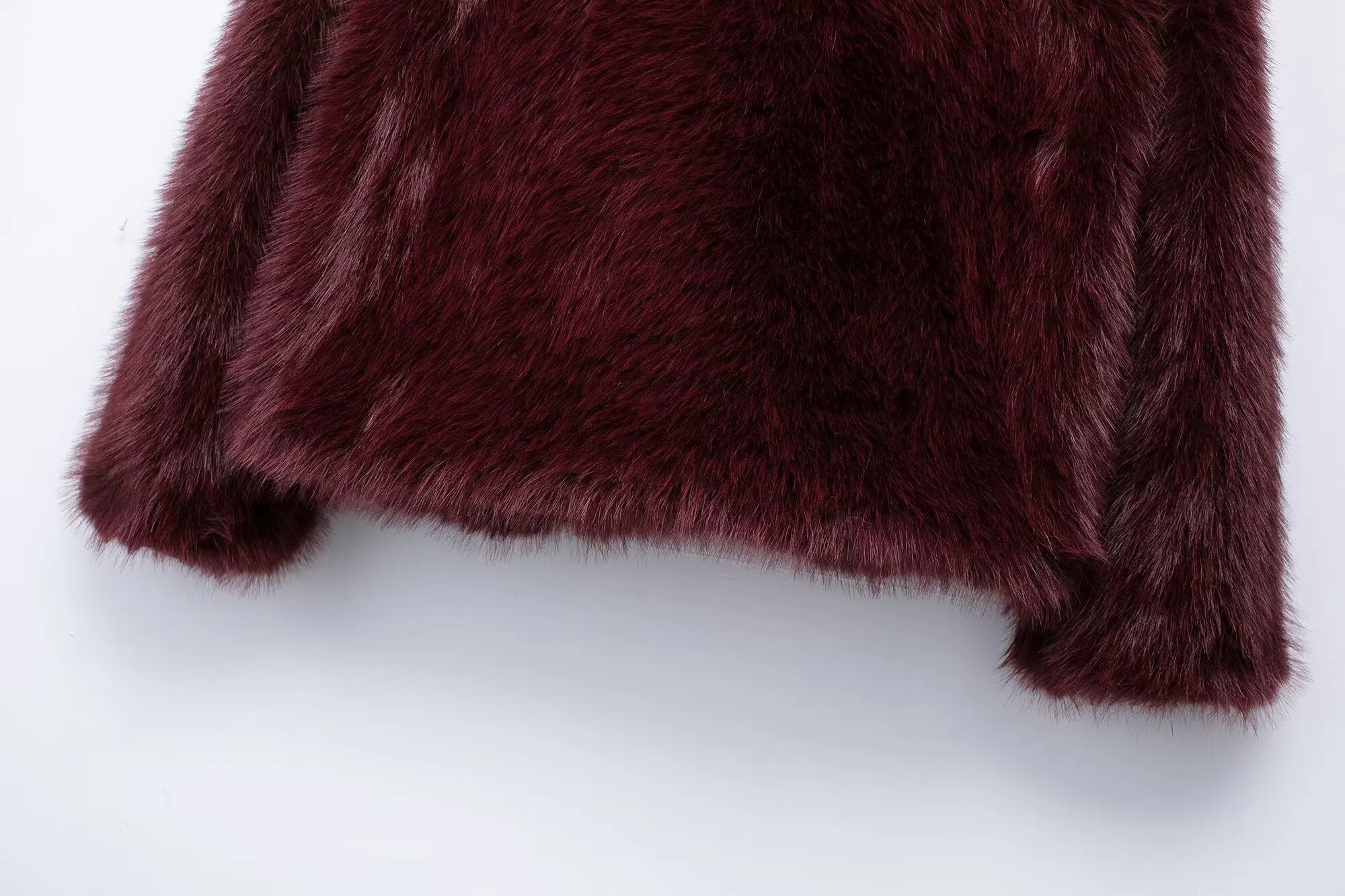 KONDALA Elegant Burgundy Red Fur Coat Women Lapel Faux Fur Loose Coat 2025 Fall Winter Fashion Streetwear Coat Dinner Party Coat