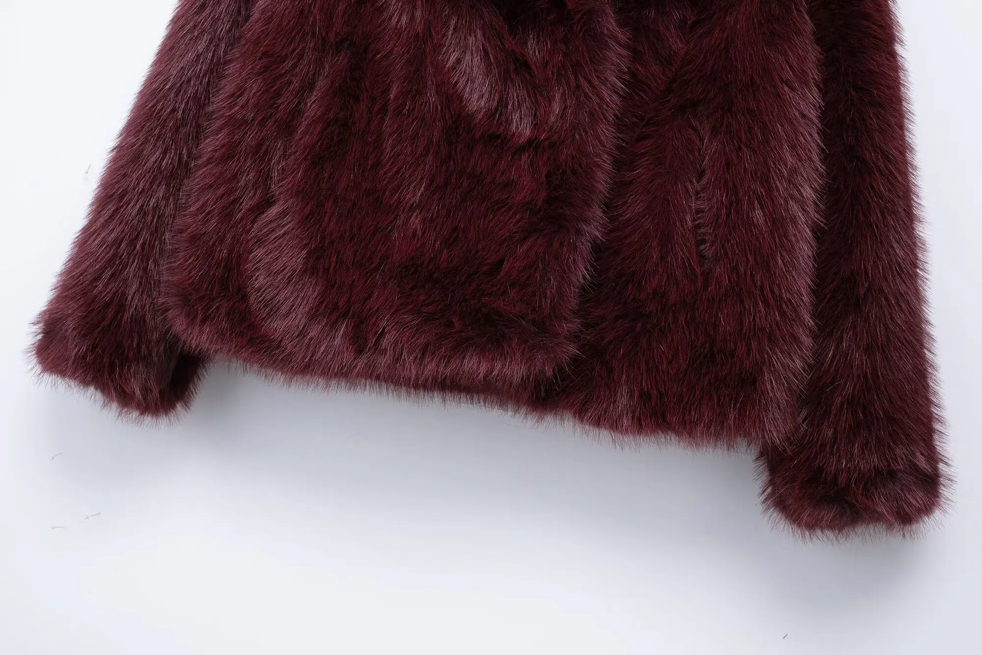 KONDALA Elegant Burgundy Red Fur Coat Women Lapel Faux Fur Loose Coat 2025 Fall Winter Fashion Streetwear Coat Dinner Party Coat