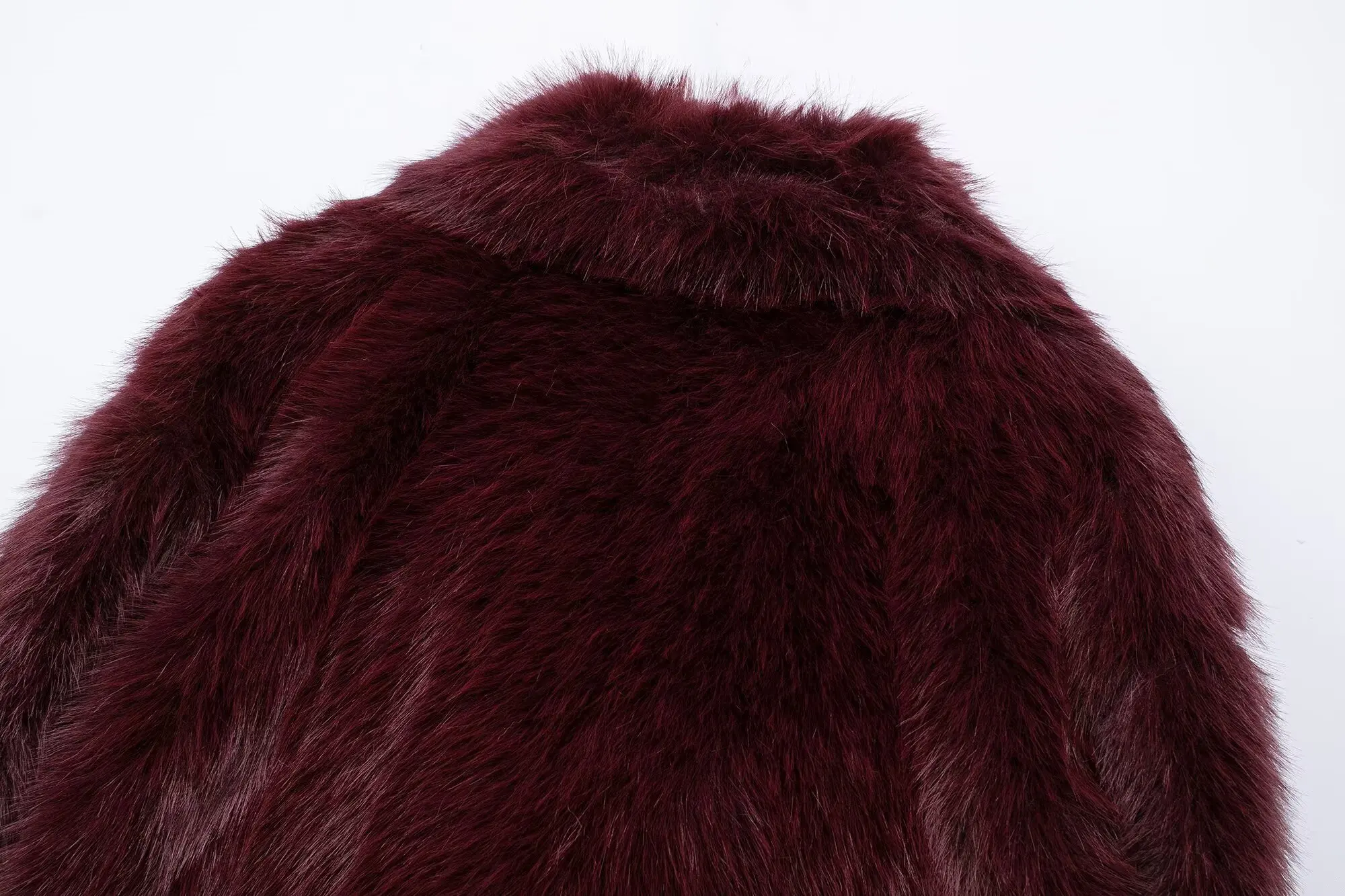 KONDALA Elegant Burgundy Red Fur Coat Women Lapel Faux Fur Loose Coat 2025 Fall Winter Fashion Streetwear Coat Dinner Party Coat
