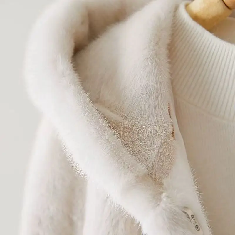 New Imitation Mink Fur Coat 2027 Fashion Women Warm Hooded Overcoat Style Fur Coats Female Artificial Apricot Black Outerwear