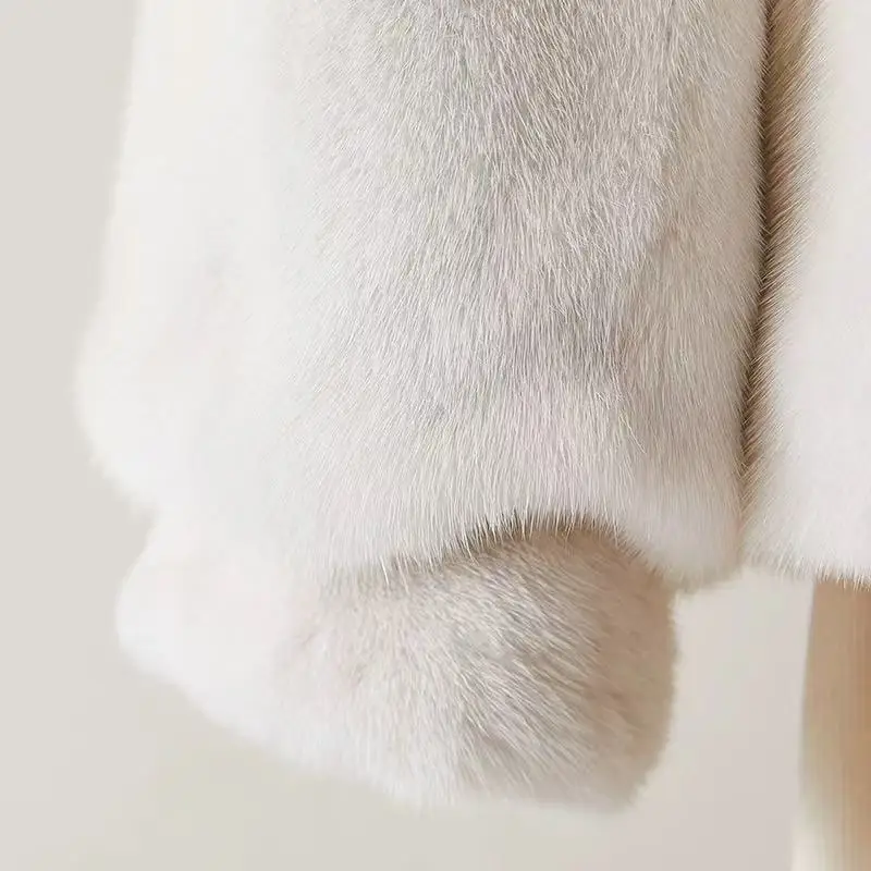New Imitation Mink Fur Coat 2027 Fashion Women Warm Hooded Overcoat Style Fur Coats Female Artificial Apricot Black Outerwear