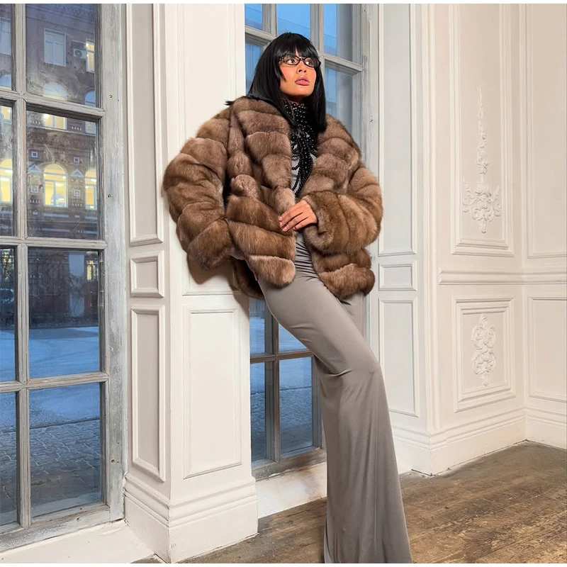 Fashion Fluffy Faux Fur Coat Women Lapel Long Sleeve Loose Pleated Jackets New Winter Warm Female Chic High Street Outerwear