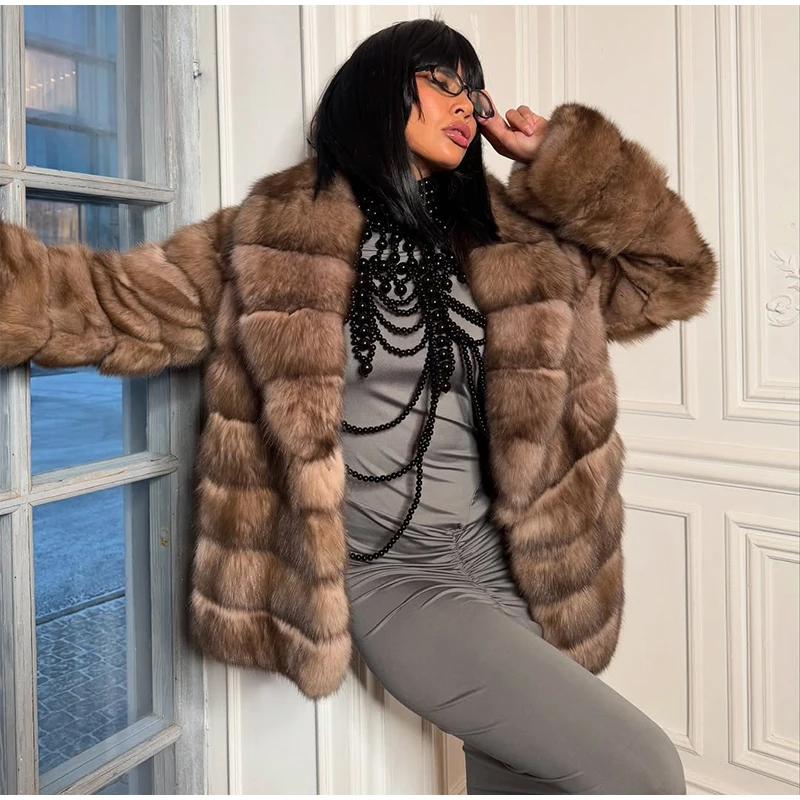 Fashion Fluffy Faux Fur Coat Women Lapel Long Sleeve Loose Pleated Jackets New Winter Warm Female Chic High Street Outerwear