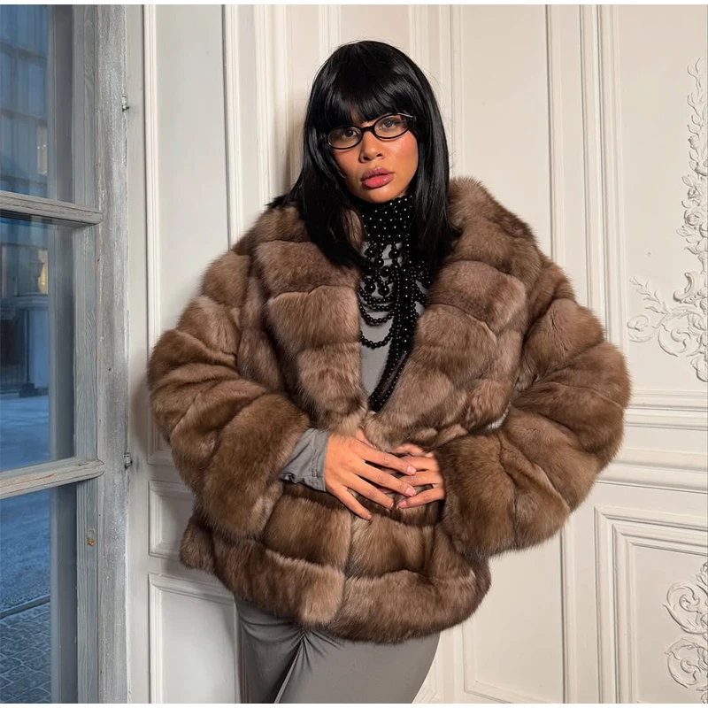 Fashion Fluffy Faux Fur Coat Women Lapel Long Sleeve Loose Pleated Jackets New Winter Warm Female Chic High Street Outerwear