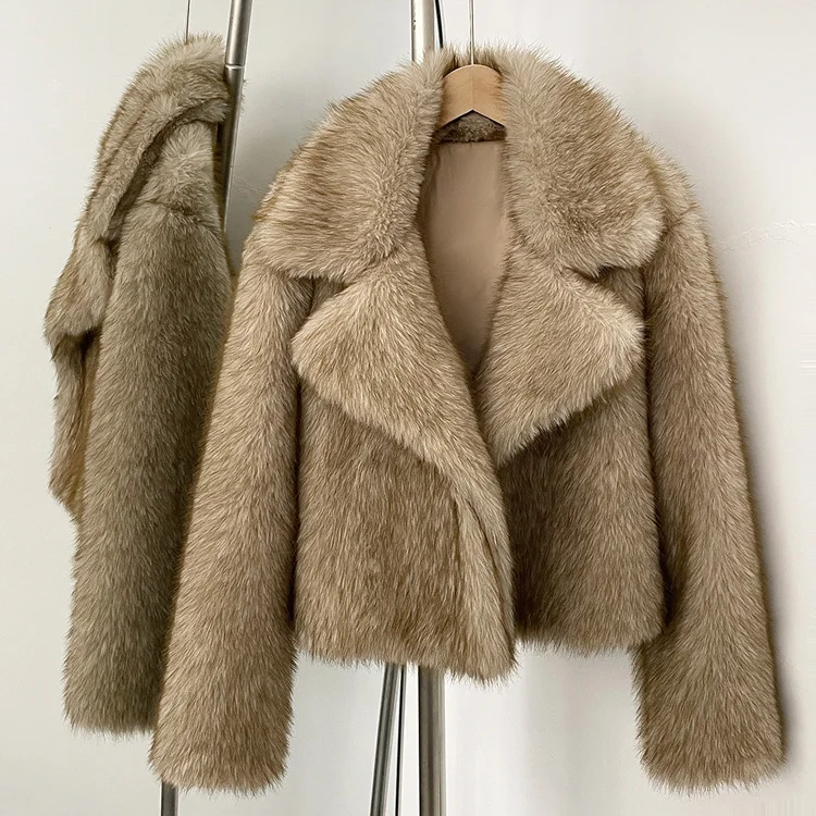 Mumaroho 2026 Winter Autumn Women Faux Fur Jacket Coat Striped Long Sleeve Thick Warm Outwear Fluffy Coat For Women