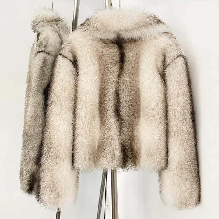 Mumaroho 2026 Winter Autumn Women Faux Fur Jacket Coat Striped Long Sleeve Thick Warm Outwear Fluffy Coat For Women