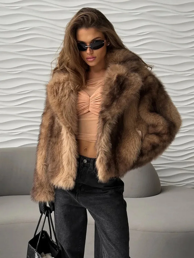 Mumaroho 2026 Winter Autumn Women Faux Fur Jacket Coat Striped Long Sleeve Thick Warm Outwear Fluffy Coat For Women