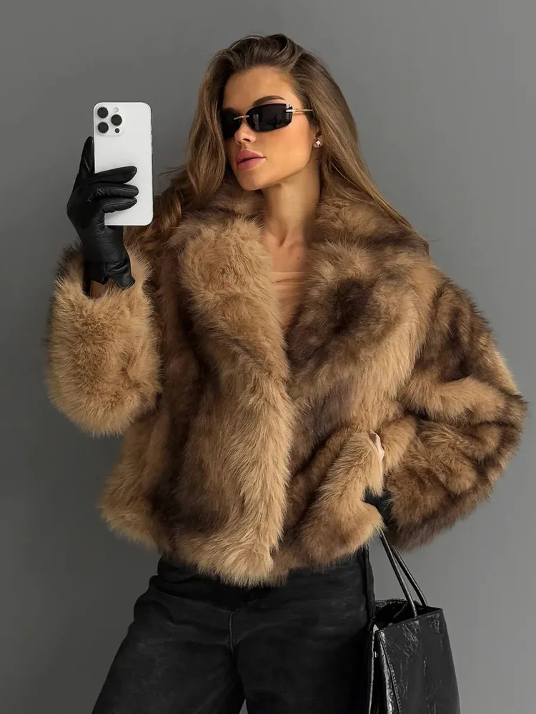 Mumaroho 2026 Winter Autumn Women Faux Fur Jacket Coat Striped Long Sleeve Thick Warm Outwear Fluffy Coat For Women