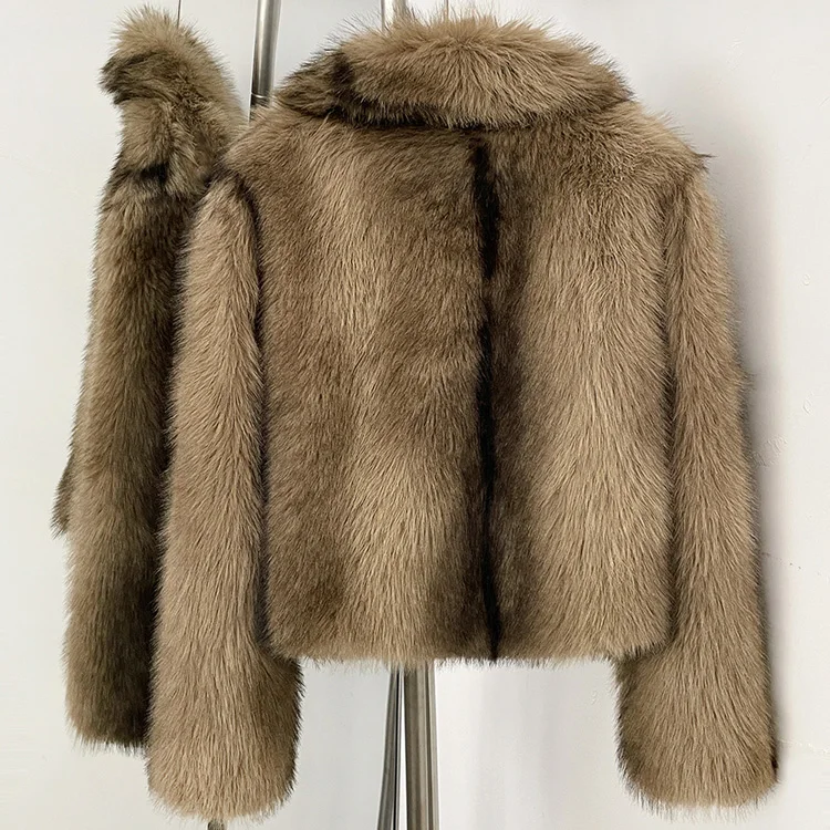 Mumaroho 2026 Winter Autumn Women Faux Fur Jacket Coat Striped Long Sleeve Thick Warm Outwear Fluffy Coat For Women