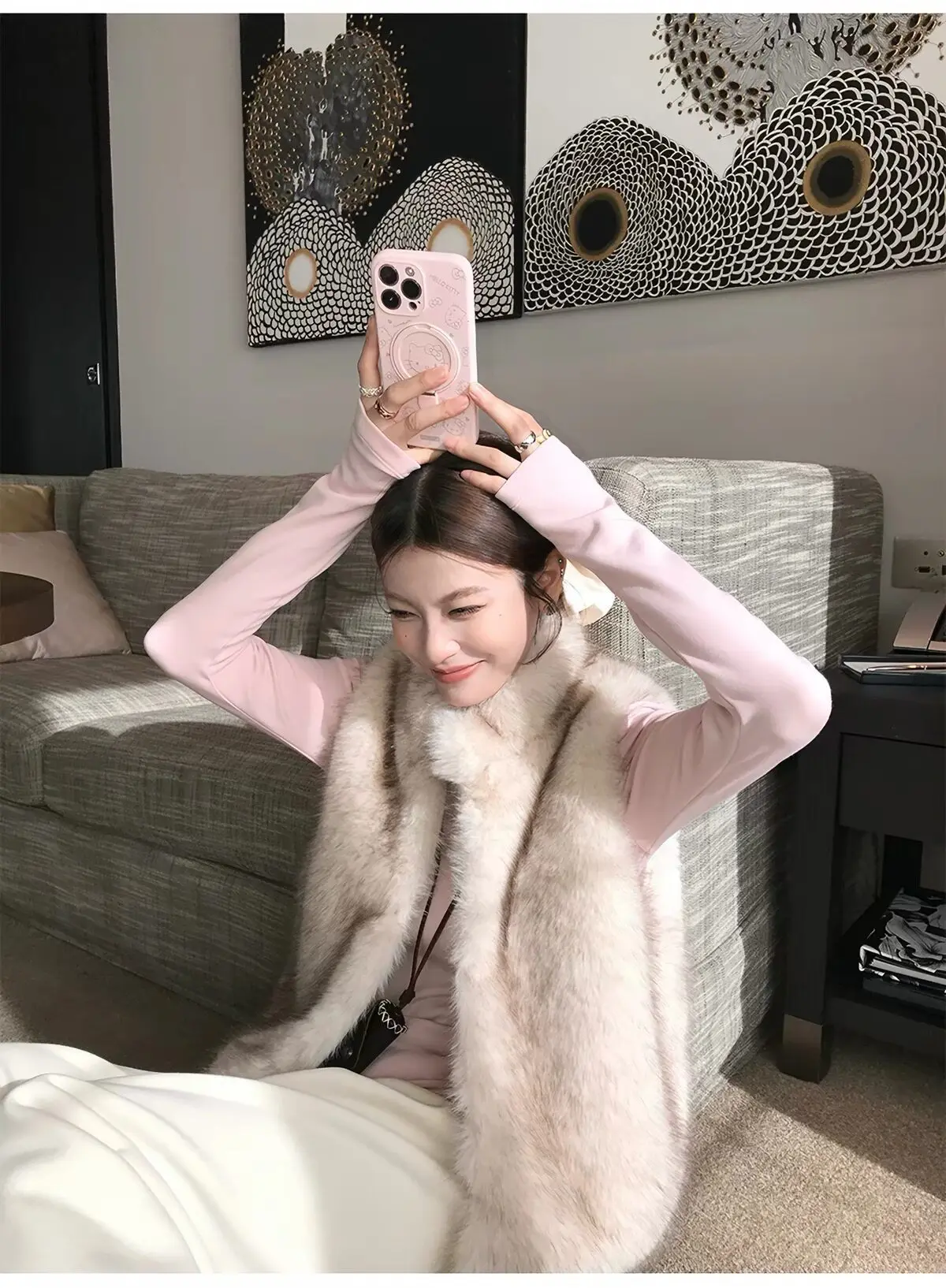 Women Faux Fur Short Coats Jackets Stand Collar Sleeveless Coat Thick Warm Y2k Streetwear Jacket Elegant Outerwear Autumn Winter