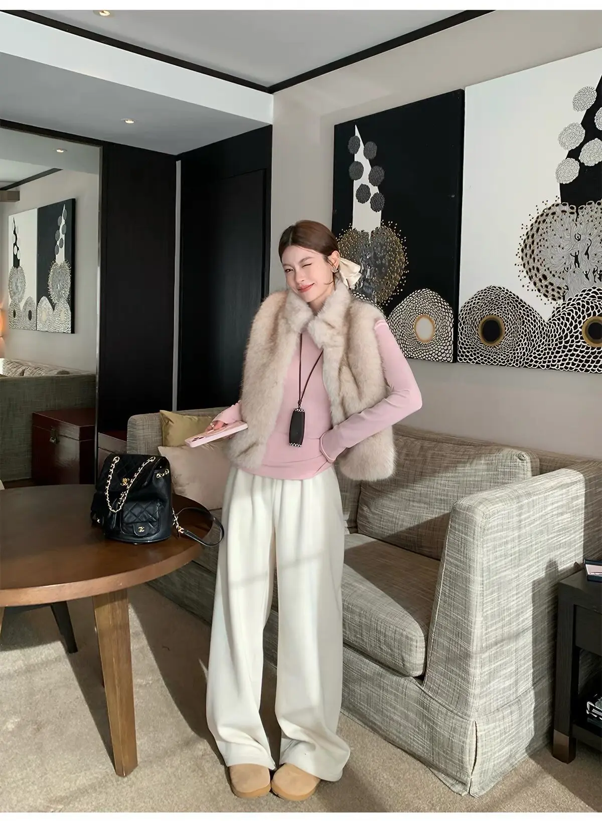 Women Faux Fur Short Coats Jackets Stand Collar Sleeveless Coat Thick Warm Y2k Streetwear Jacket Elegant Outerwear Autumn Winter