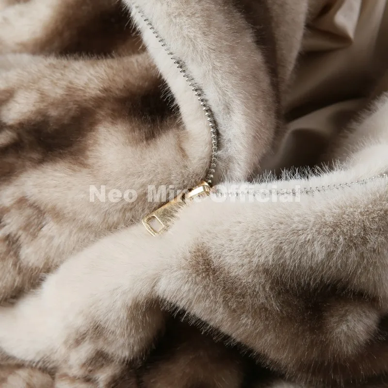 Neo Mint Iconic Blogger Fashion Vintage Striped Sable Mink Peplum Jacket Women 2026 Winter Luxury Brand Faux Fur Coat Outerwears