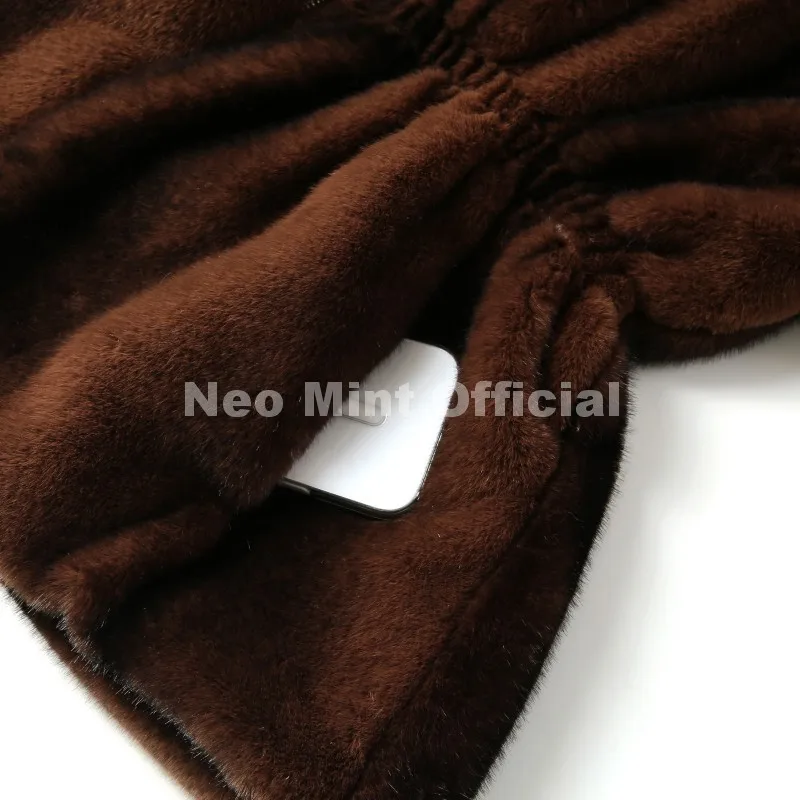 Neo Mint Iconic Blogger Fashion Vintage Striped Sable Mink Peplum Jacket Women 2026 Winter Luxury Brand Faux Fur Coat Outerwears