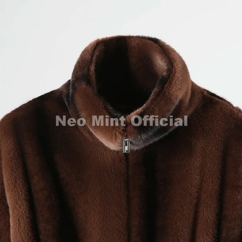 Neo Mint Iconic Blogger Fashion Vintage Striped Sable Mink Peplum Jacket Women 2026 Winter Luxury Brand Faux Fur Coat Outerwears