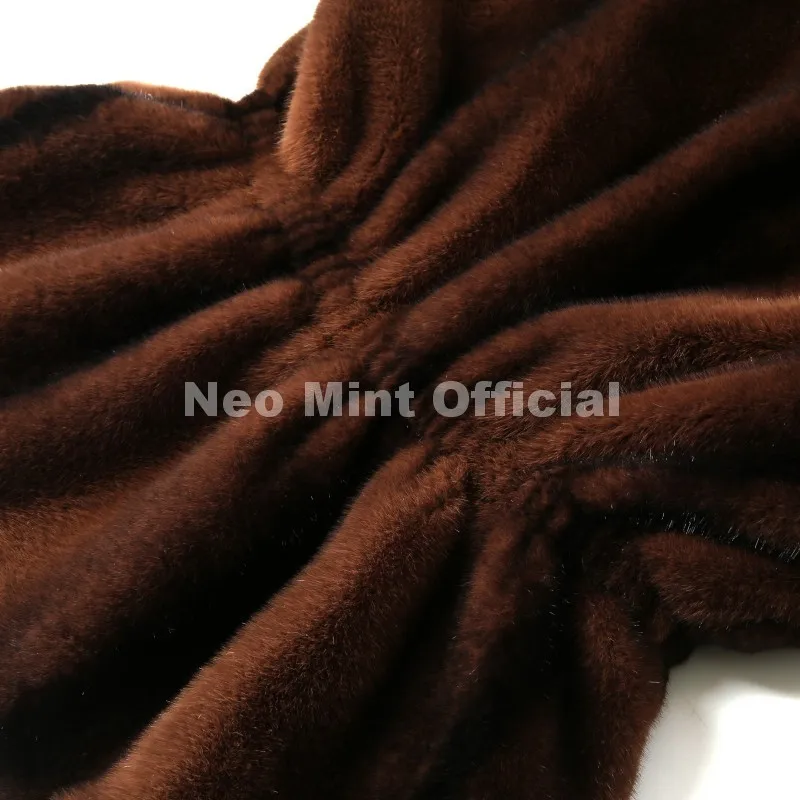 Neo Mint Iconic Blogger Fashion Vintage Striped Sable Mink Peplum Jacket Women 2026 Winter Luxury Brand Faux Fur Coat Outerwears