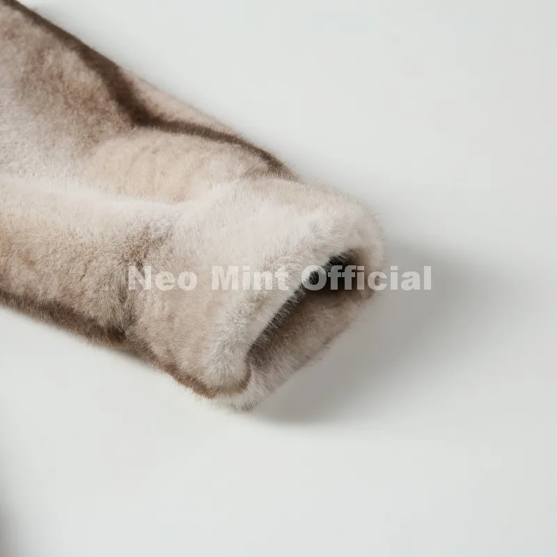 Neo Mint Iconic Blogger Fashion Vintage Striped Sable Mink Peplum Jacket Women 2026 Winter Luxury Brand Faux Fur Coat Outerwears