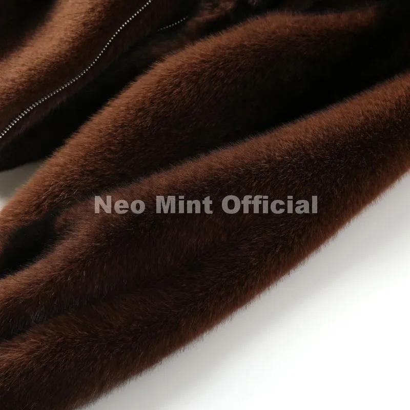 Neo Mint Iconic Blogger Fashion Vintage Striped Sable Mink Peplum Jacket Women 2026 Winter Luxury Brand Faux Fur Coat Outerwears