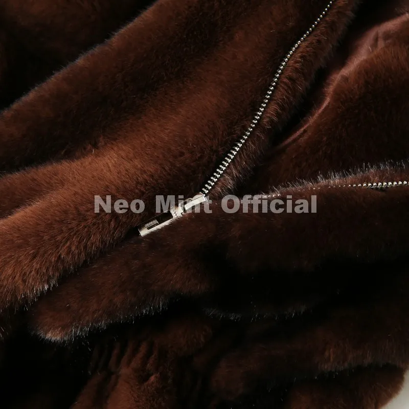 Neo Mint Iconic Blogger Fashion Vintage Striped Sable Mink Peplum Jacket Women 2026 Winter Luxury Brand Faux Fur Coat Outerwears