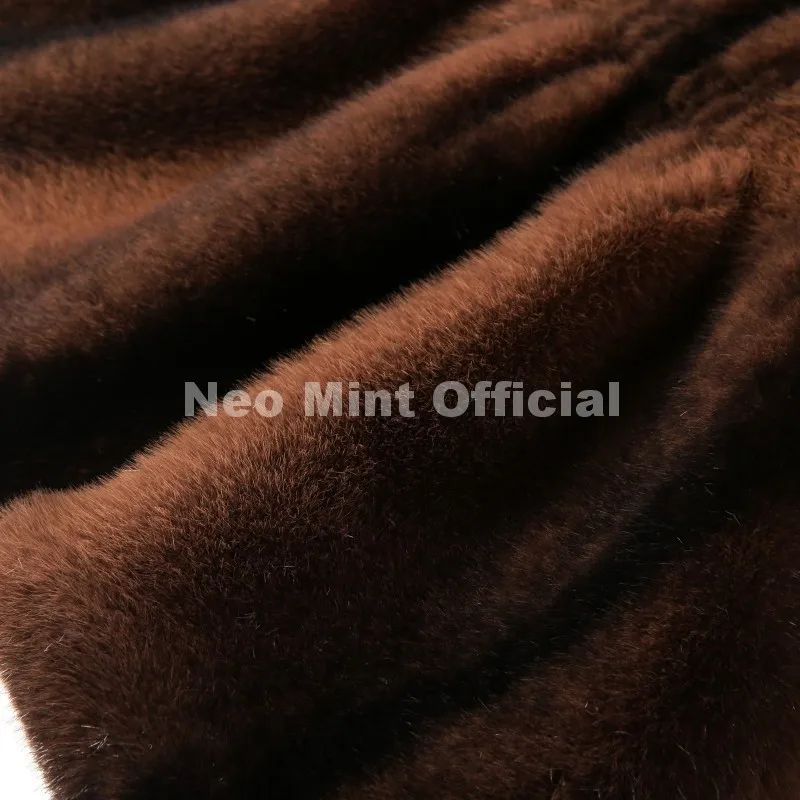 Neo Mint Iconic Blogger Fashion Vintage Striped Sable Mink Peplum Jacket Women 2026 Winter Luxury Brand Faux Fur Coat Outerwears