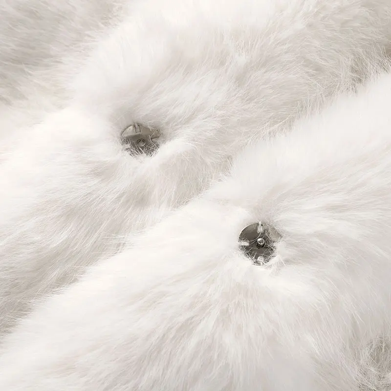 Neo Mint Chic Street Furry Collar Faux Fur Coat Women 2024 Winter Hot Girls Snow White Mountain Fashion Fluffy Fox Fur Jacket