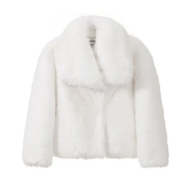 Neo Mint Chic Street Furry Collar Faux Fur Coat Women 2024 Winter Hot Girls Snow White Mountain Fashion Fluffy Fox Fur Jacket