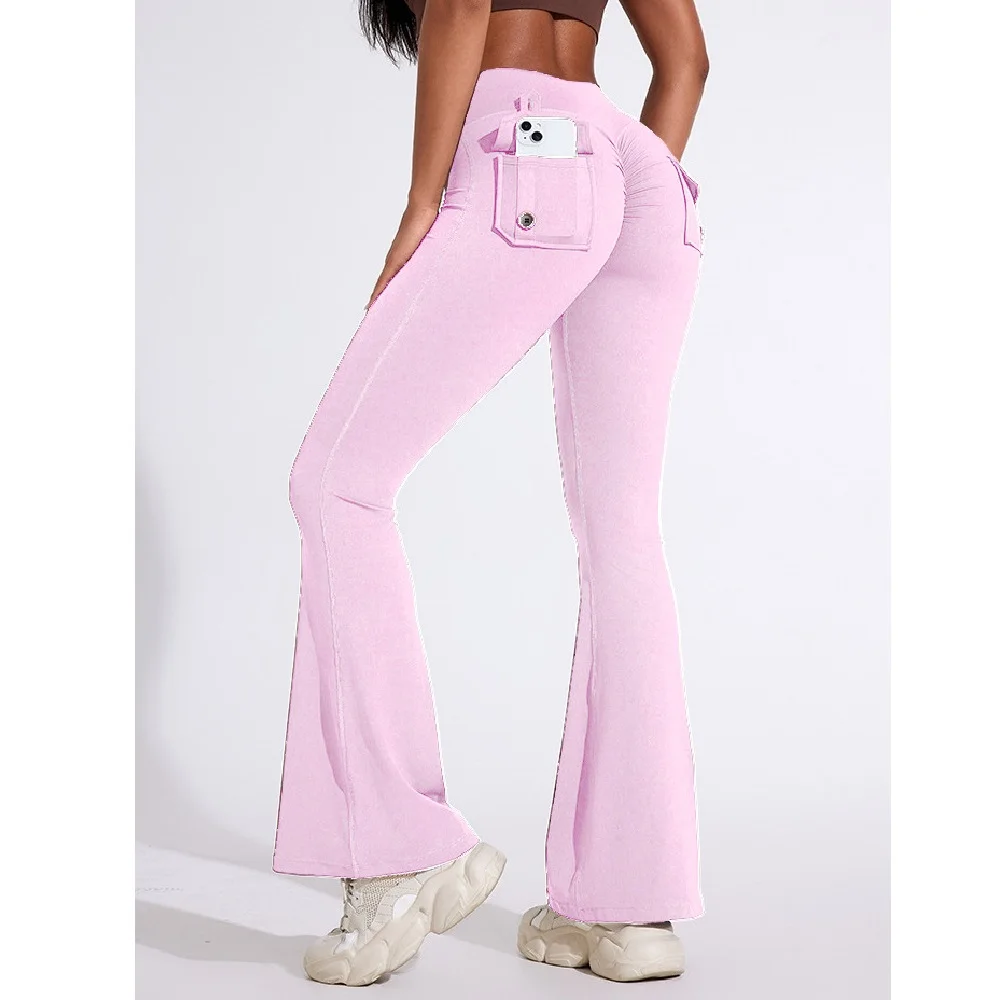 Fitness Yoga Leggings for Women Button Pocket Gym Leggings High Waist Butt Liftting Tights Leggins