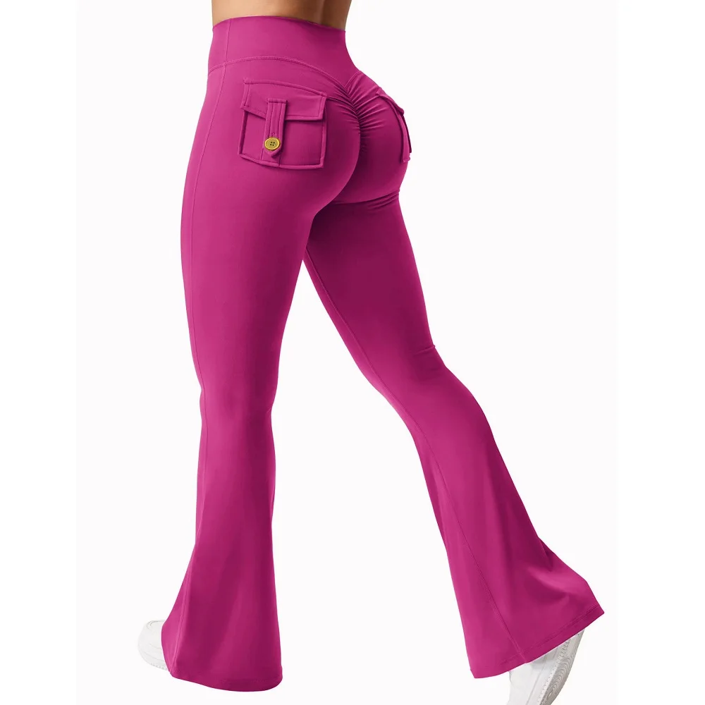 Fitness Yoga Leggings for Women Button Pocket Gym Leggings High Waist Butt Liftting Tights Leggins