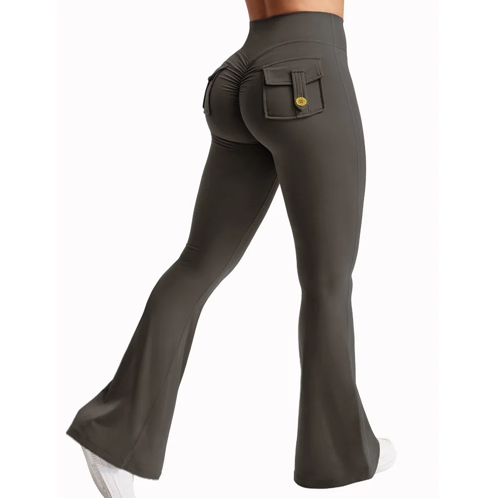 Fitness Yoga Leggings for Women Button Pocket Gym Leggings High Waist Butt Liftting Tights Leggins