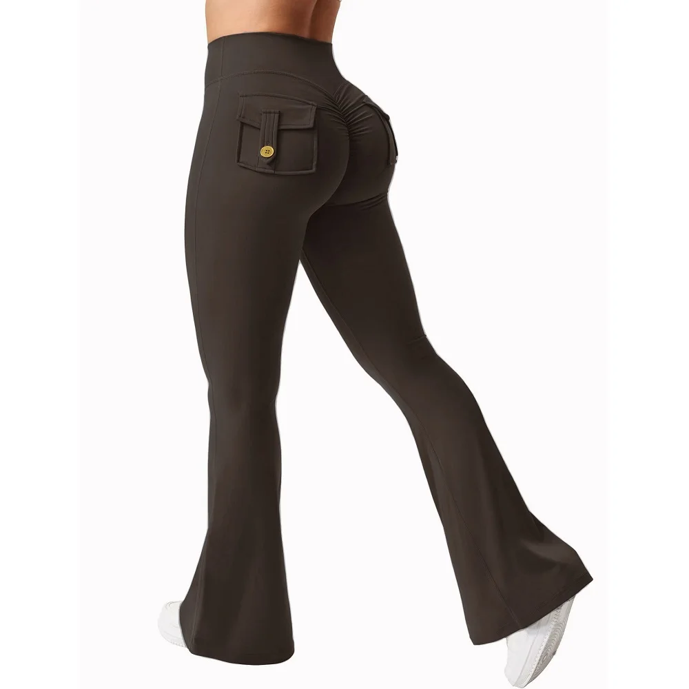 Fitness Yoga Leggings for Women Button Pocket Gym Leggings High Waist Butt Liftting Tights Leggins