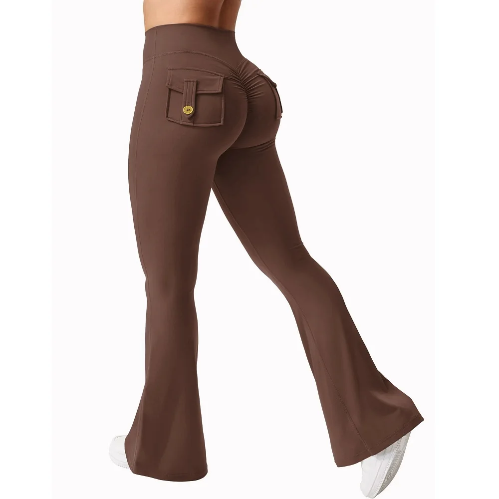 Fitness Yoga Leggings for Women Button Pocket Gym Leggings High Waist Butt Liftting Tights Leggins