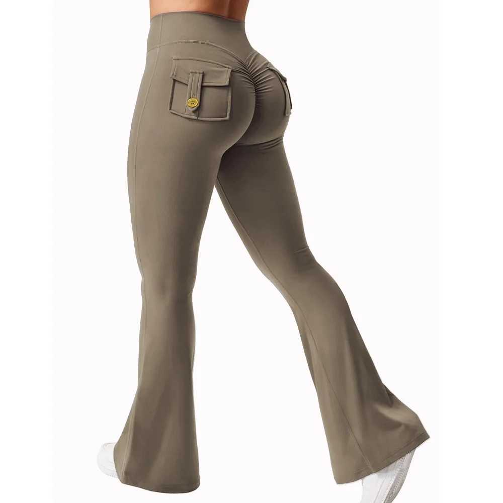 Fitness Yoga Leggings for Women Button Pocket Gym Leggings High Waist Butt Liftting Tights Leggins