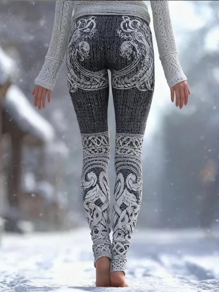 New Women's Leggings Green Forest Graphics Outdoor Trousers Polyester Spandex Stretch Elastic Waist Control Streetwear