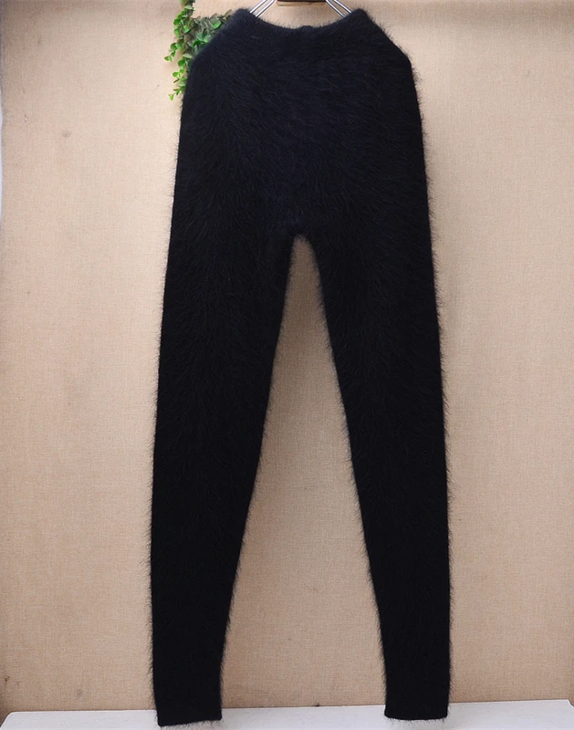 Ladies Women Autumn Winter Hairy Warm Angora Rabbit Hair Knitted Mink Cashmere Underwear Trousers Thernal Leggings Pants