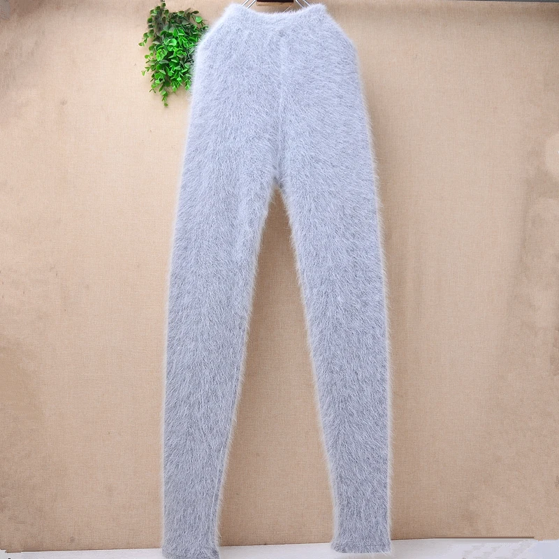 Ladies Women Autumn Winter Hairy Warm Angora Rabbit Hair Knitted Mink Cashmere Underwear Trousers Thernal Leggings Pants
