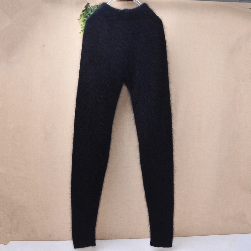 Ladies Women Autumn Winter Hairy Warm Angora Rabbit Hair Knitted Mink Cashmere Underwear Trousers Thernal Leggings Pants