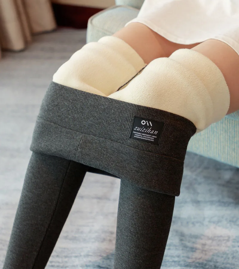 New Thickened Lamb Wool Leggings Women Autumn Winter High Waist Plus Velvet Keep Warm Pants Sexy Skinny Stretch Knitted Leggings