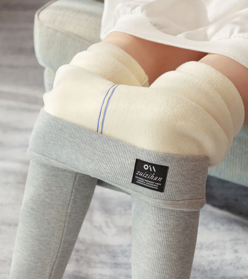 New Thickened Lamb Wool Leggings Women Autumn Winter High Waist Plus Velvet Keep Warm Pants Sexy Skinny Stretch Knitted Leggings