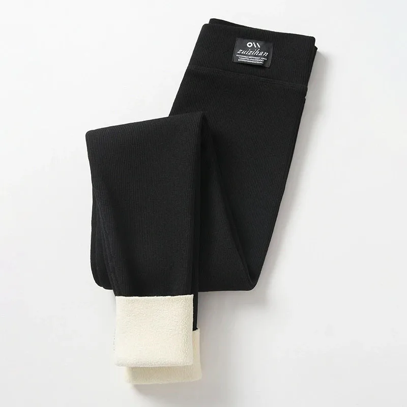 New Thickened Lamb Wool Leggings Women Autumn Winter High Waist Plus Velvet Keep Warm Pants Sexy Skinny Stretch Knitted Leggings