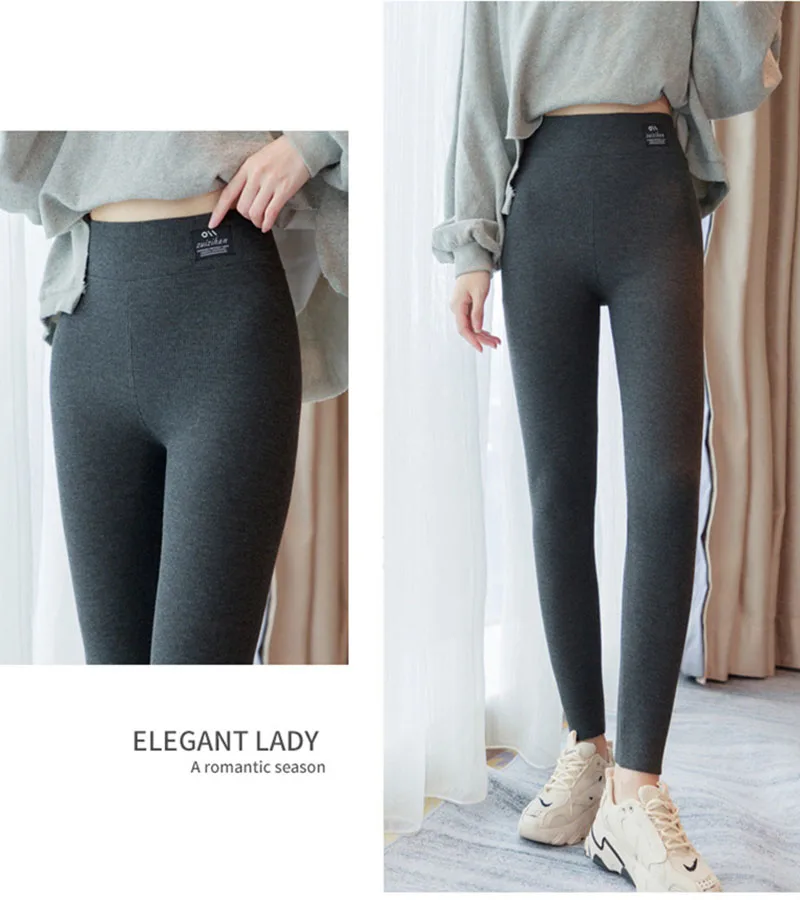 New Thickened Lamb Wool Leggings Women Autumn Winter High Waist Plus Velvet Keep Warm Pants Sexy Skinny Stretch Knitted Leggings