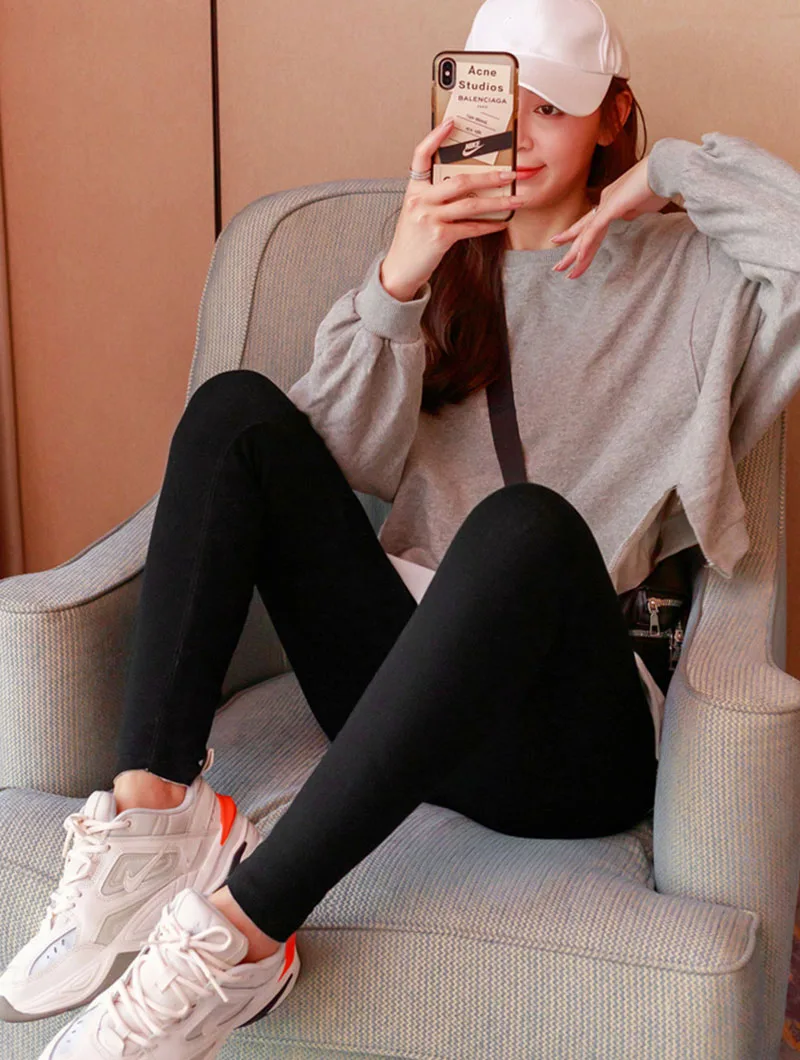 New Thickened Lamb Wool Leggings Women Autumn Winter High Waist Plus Velvet Keep Warm Pants Sexy Skinny Stretch Knitted Leggings