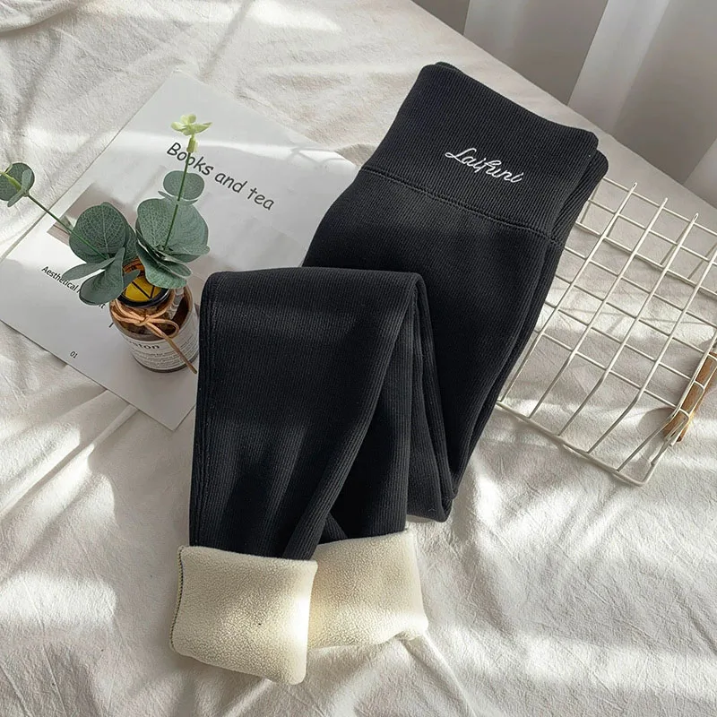 New Thickened Lamb Wool Leggings Women Autumn Winter High Waist Plus Velvet Keep Warm Pants Sexy Skinny Stretch Knitted Leggings